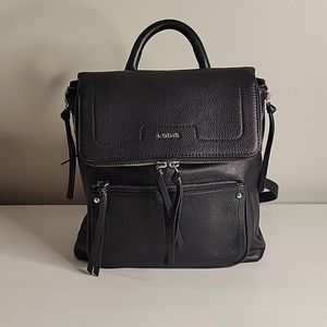 LODIS "Stellene" black leather backpack